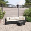 Set de muebles de jardín 5 pzas y cojines ratán sintético negro