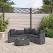 Set de muebles de jardín 6 pzas y cojines ratán sintético gris