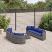 Set de sofás de jardín con cojines 9 pzas ratán sintético gris