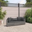 Set de sofá de jardín 3 pzas y cojines ratán sintético gris