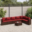 Set sofás de jardín 8 piezas y cojines ratán sintético marrón