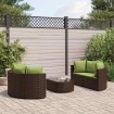 Set comedor de jardín 5 piezas y cojines ratán sintético marrón