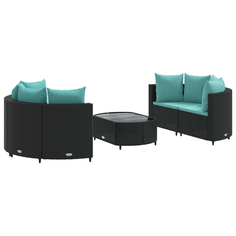 Set de muebles de jardín 5 pzas y cojines ratán sintético