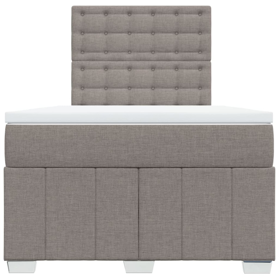 Cama box spring con colchón tela gris taupe 120x200