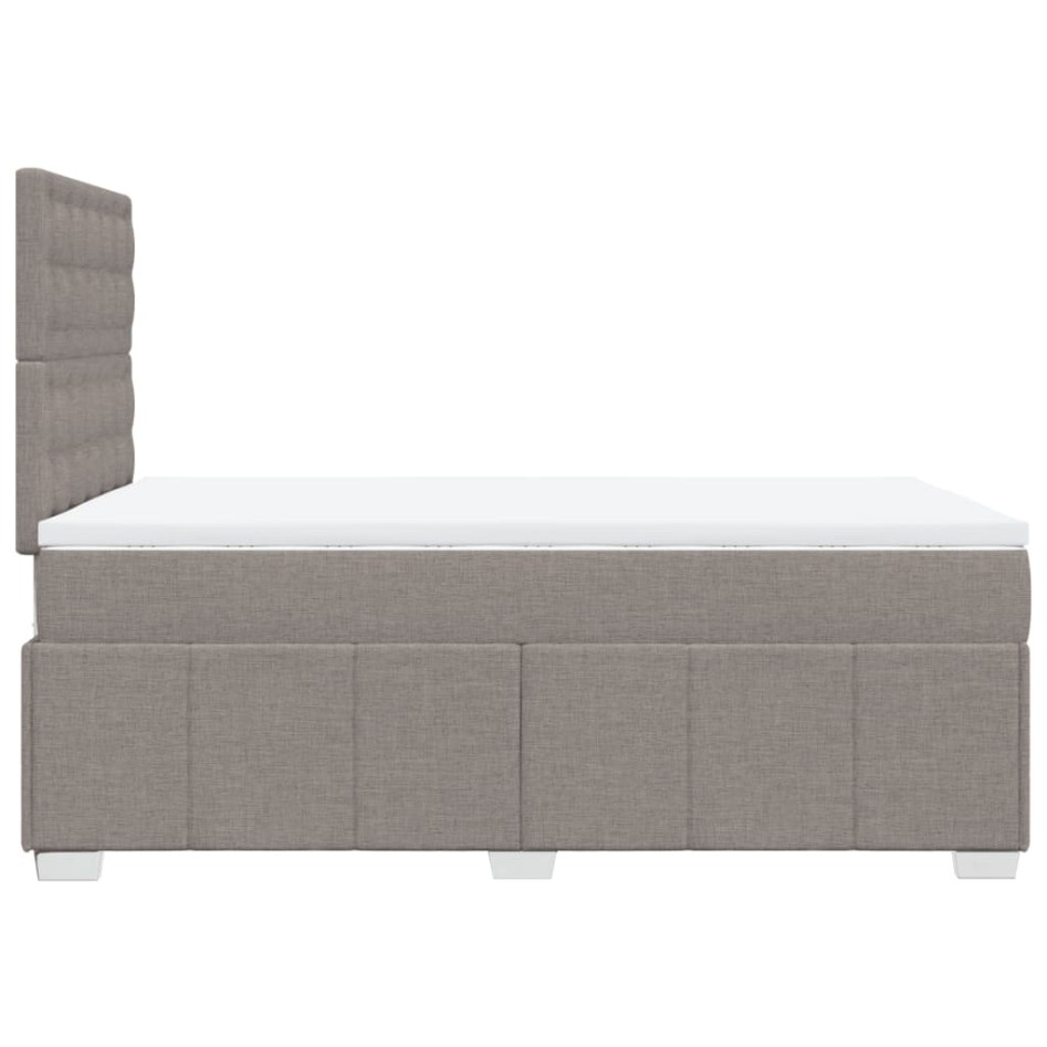 Cama box spring con colchón tela gris taupe 120x200