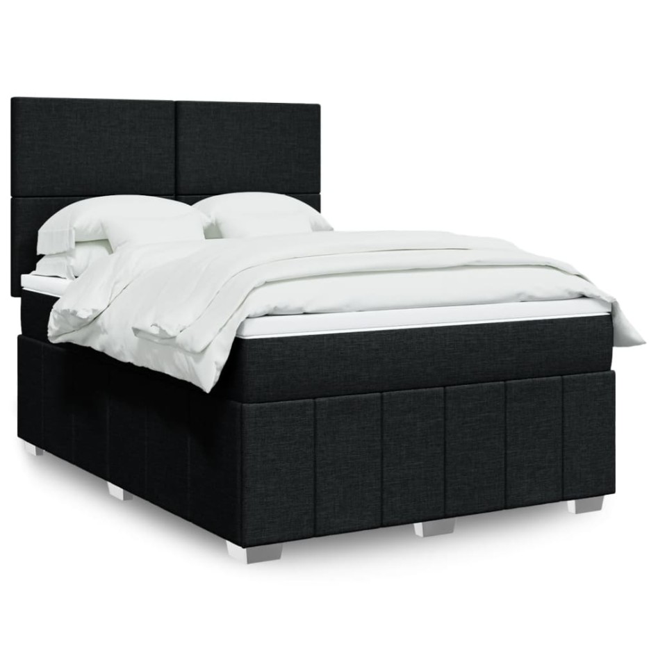 Cama box spring con colchón tela negro 140x190