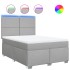 Cama box spring con colchón tela gris claro 140x200