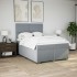 Cama box spring con colchón tela gris claro 140x200