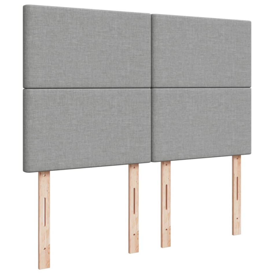 Cama box spring con colchón tela gris claro 140x200