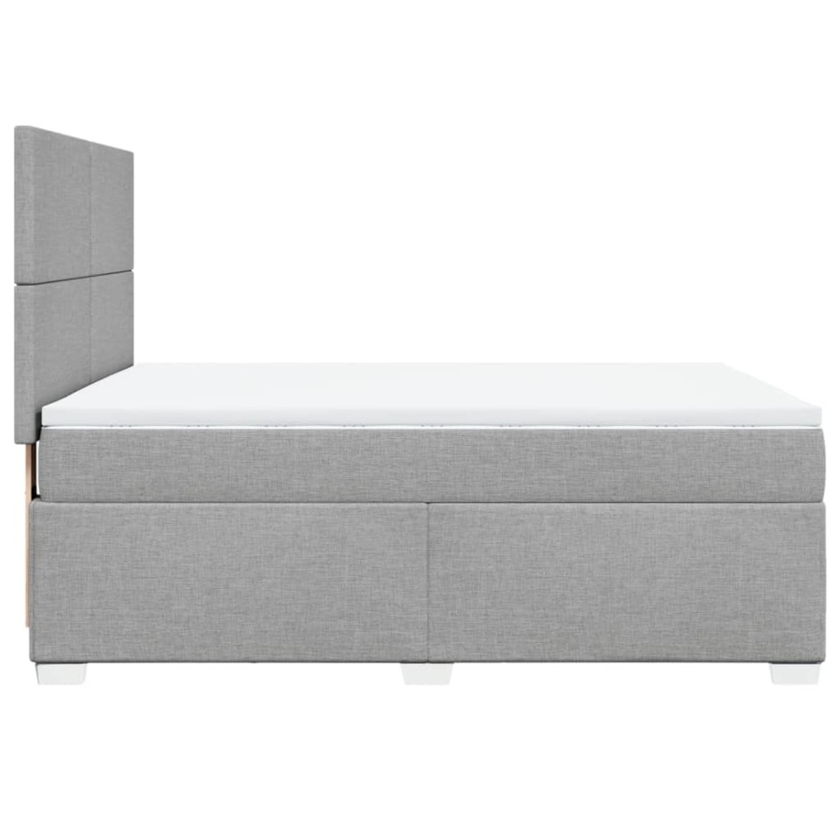 Cama box spring con colchón tela gris claro 140x200