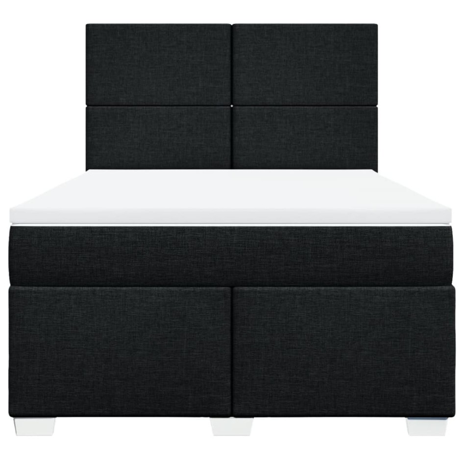 Cama box spring con colchón tela negro 140x200