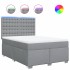Cama box spring con colchón tela gris claro 140x200