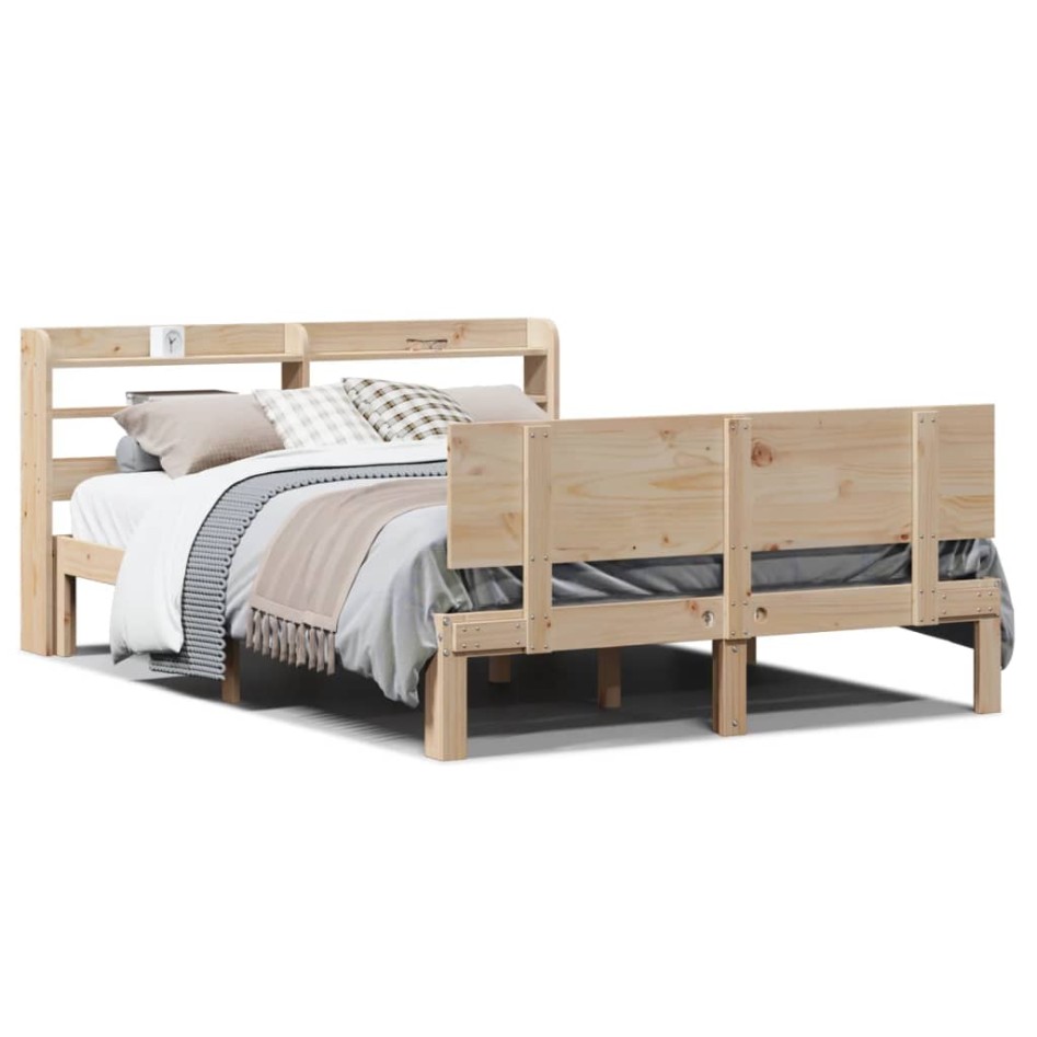 Estructura de cama con cabecero madera de pino blanco