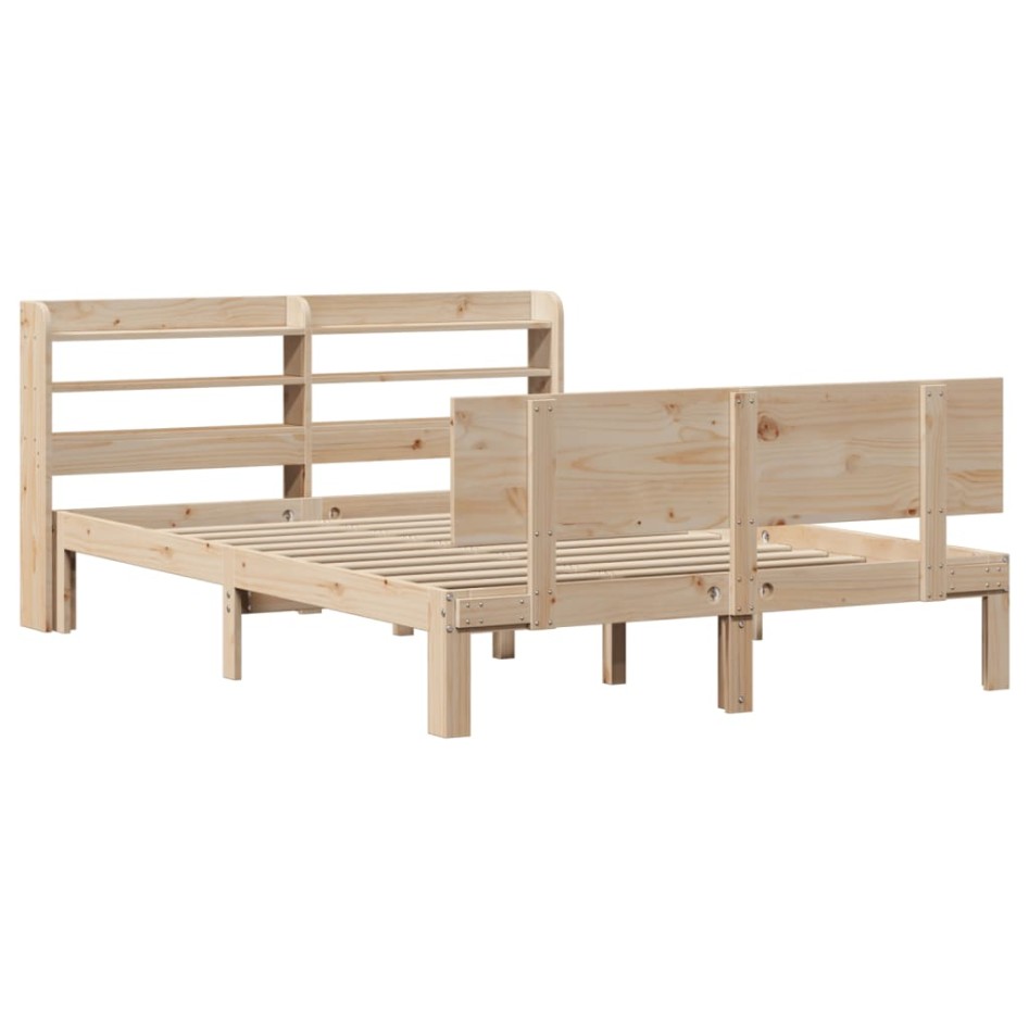 Estructura de cama con cabecero madera de pino blanco