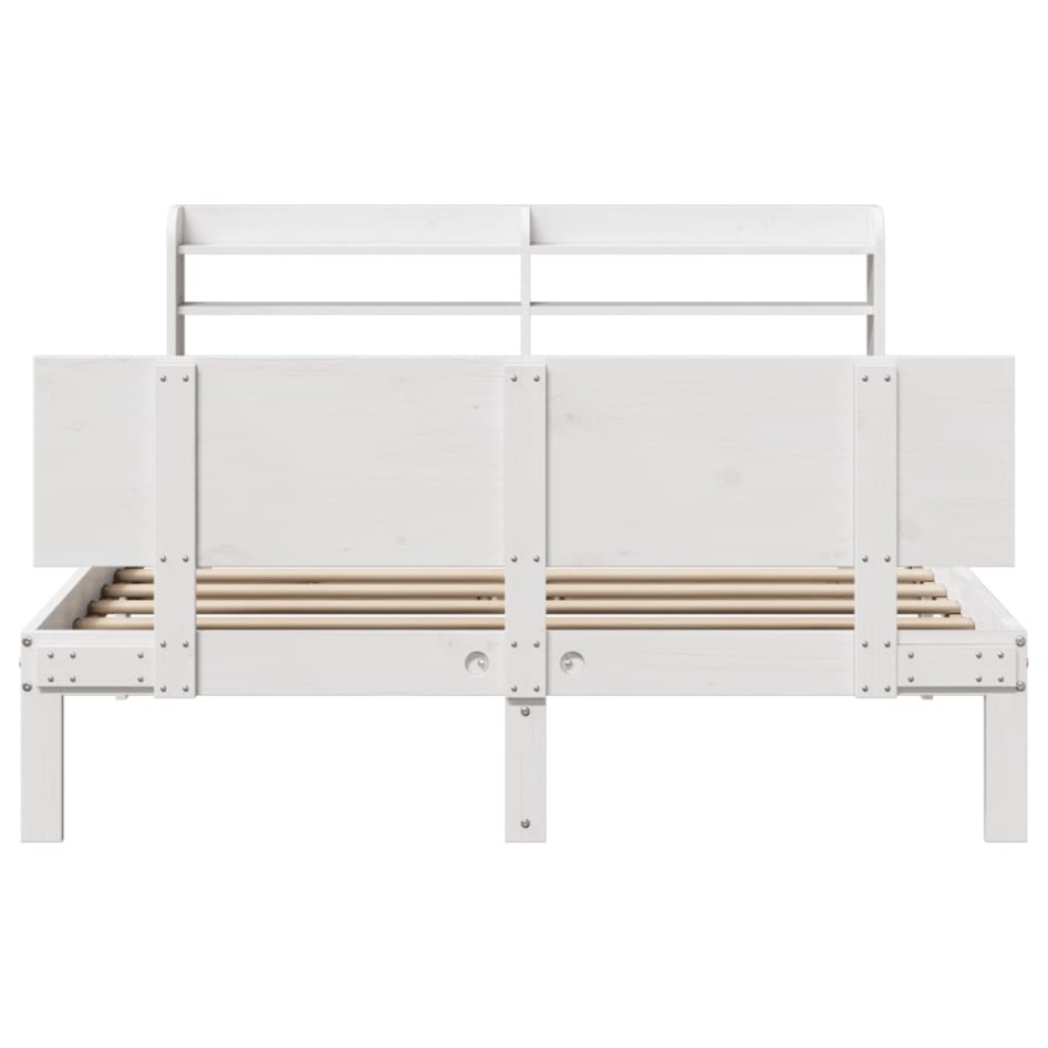 Estructura de cama con cabecero sin colchón blanco 140x190