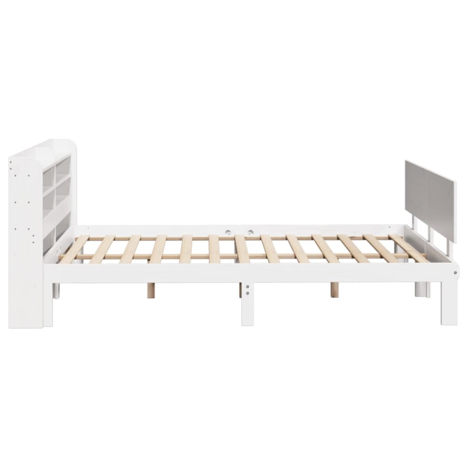 Estructura de cama con cabecero sin colchón blanco 140x190