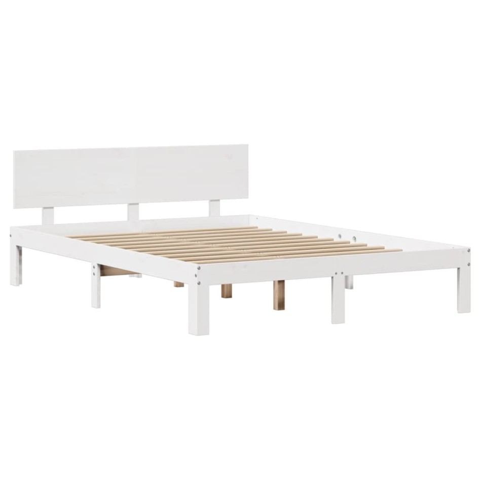 Estructura de cama con cabecero sin colchón blanco 140x190