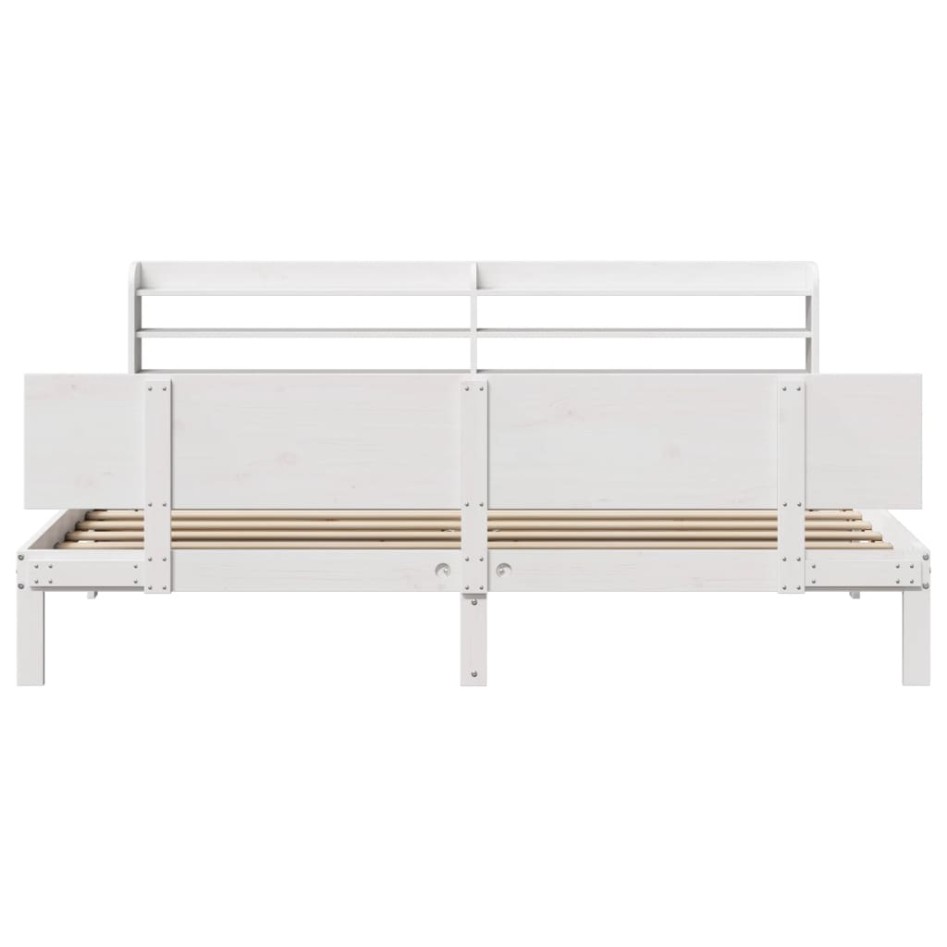 Estructura de cama con cabecero sin colchón blanco 200x200