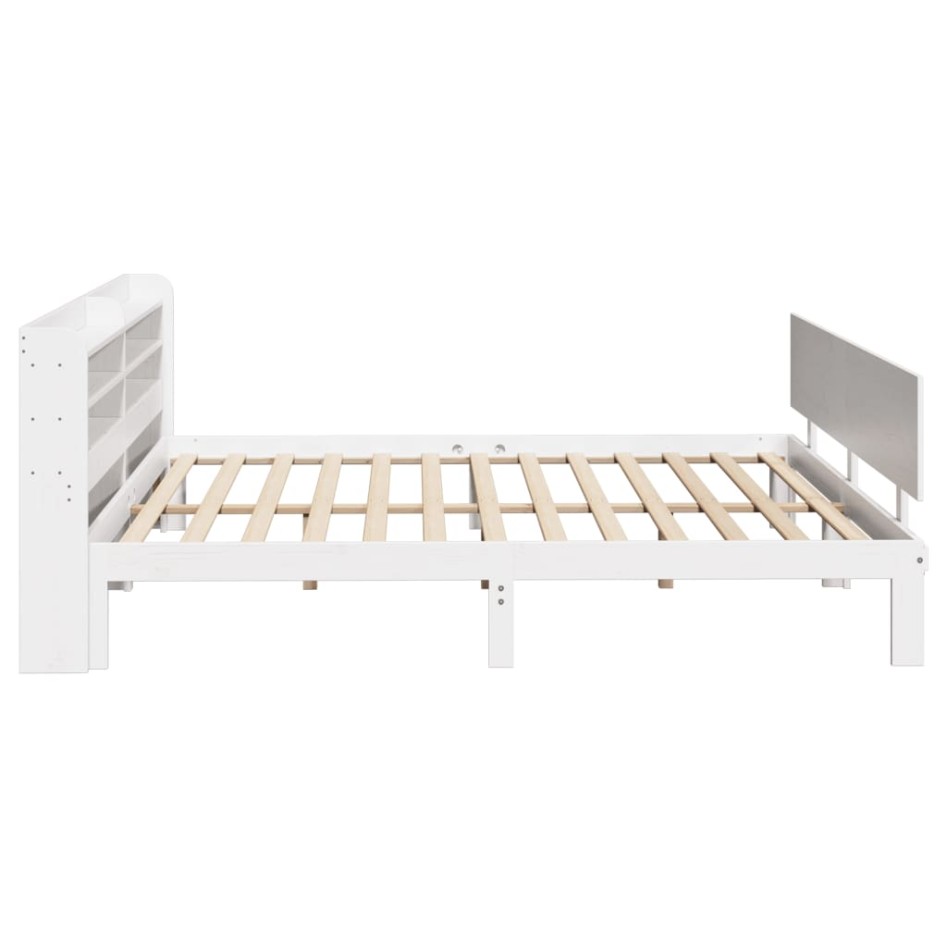 Estructura de cama con cabecero sin colchón blanco 200x200