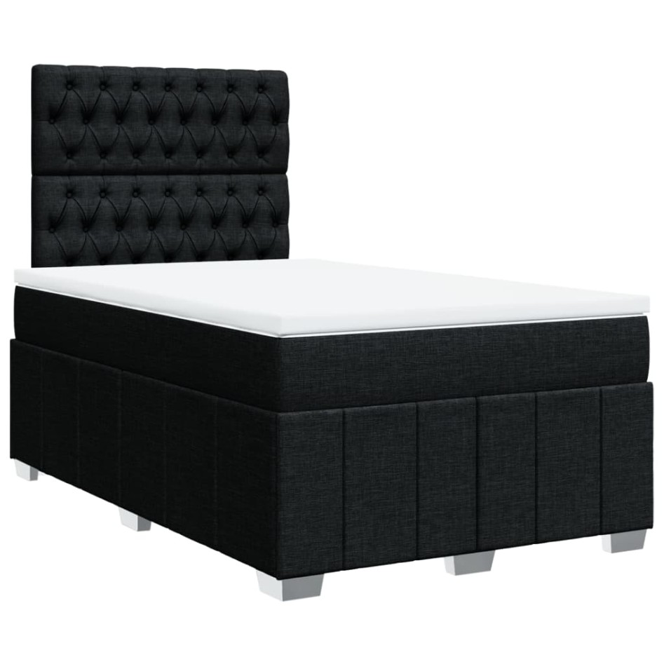 Cama box spring con colchón tela negro 120x200