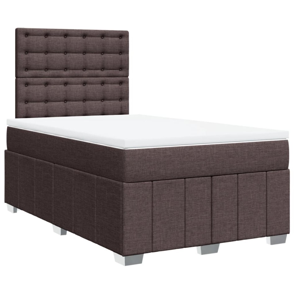 Cama box spring con colchón tela marrón oscuro 120x200