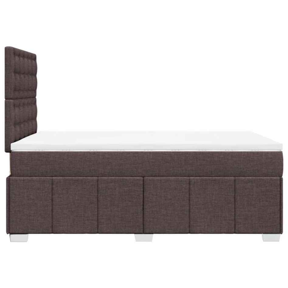 Cama box spring con colchón tela marrón oscuro 120x200