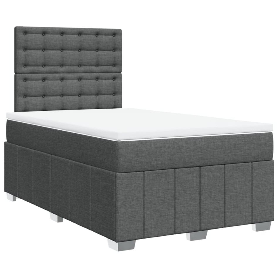 Cama box spring con colchón tela gris oscuro 120x200