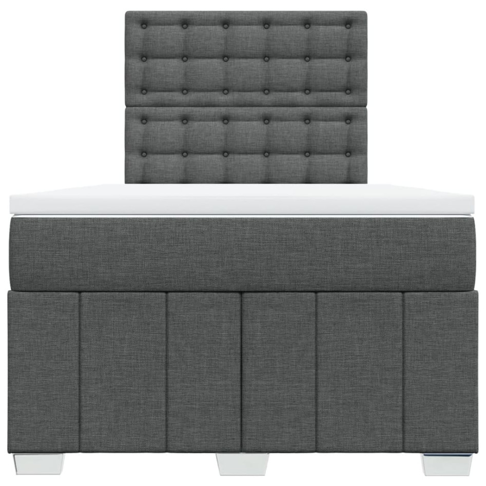 Cama box spring con colchón tela gris oscuro 120x200
