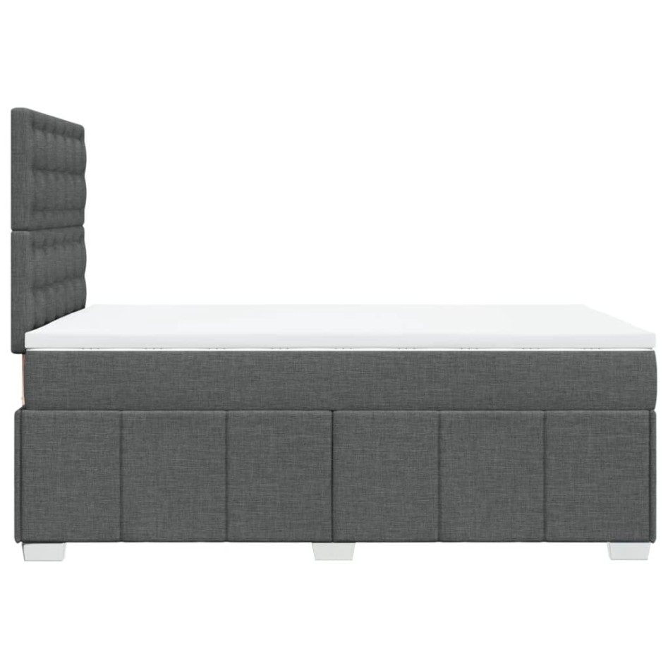 Cama box spring con colchón tela gris oscuro 120x200