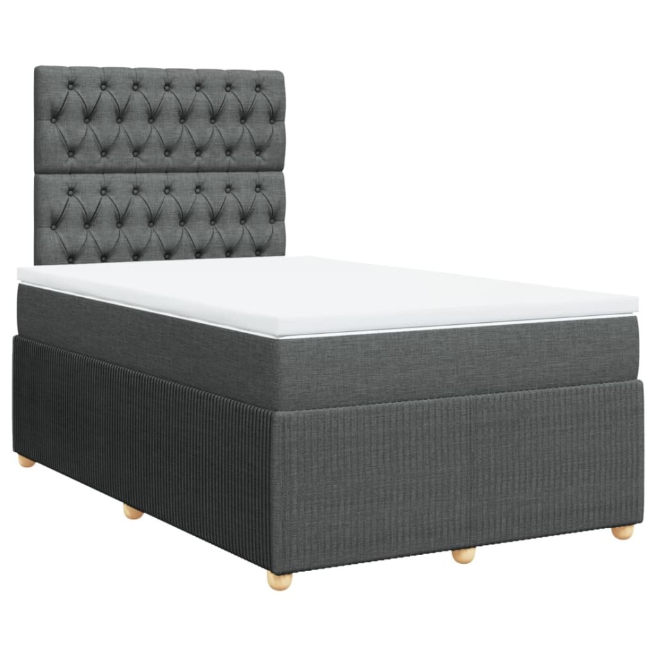 Cama box spring con colchón tela gris oscuro 120x200