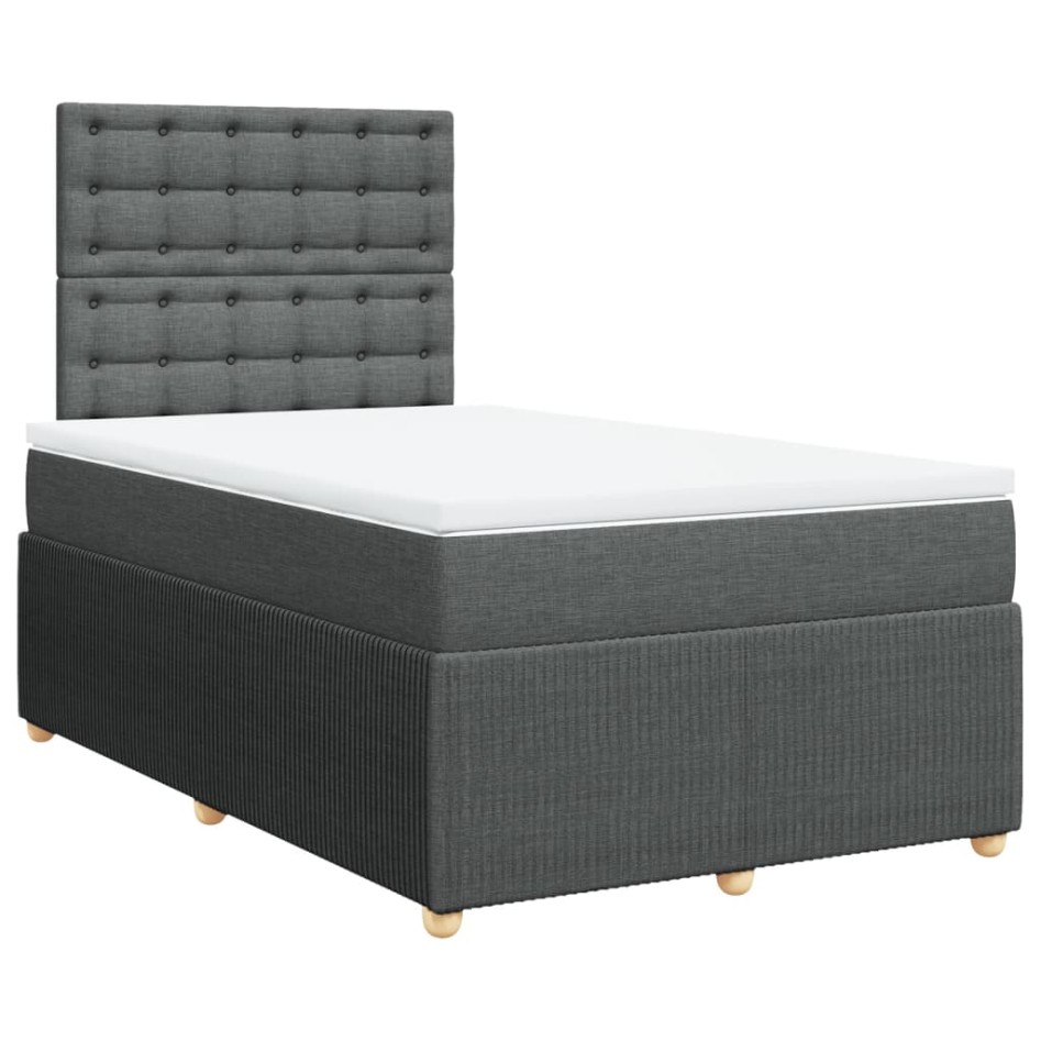 Cama box spring con colchón tela gris oscuro 120x200