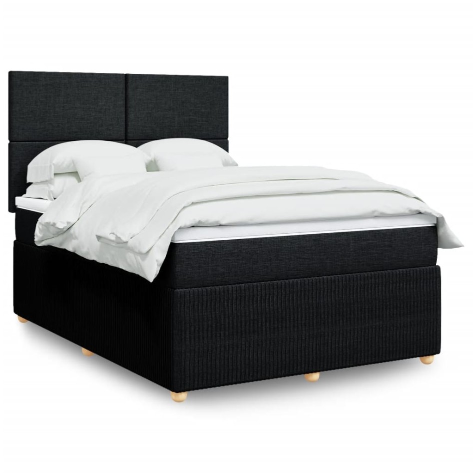 Cama box spring con colchón tela negro 140x190
