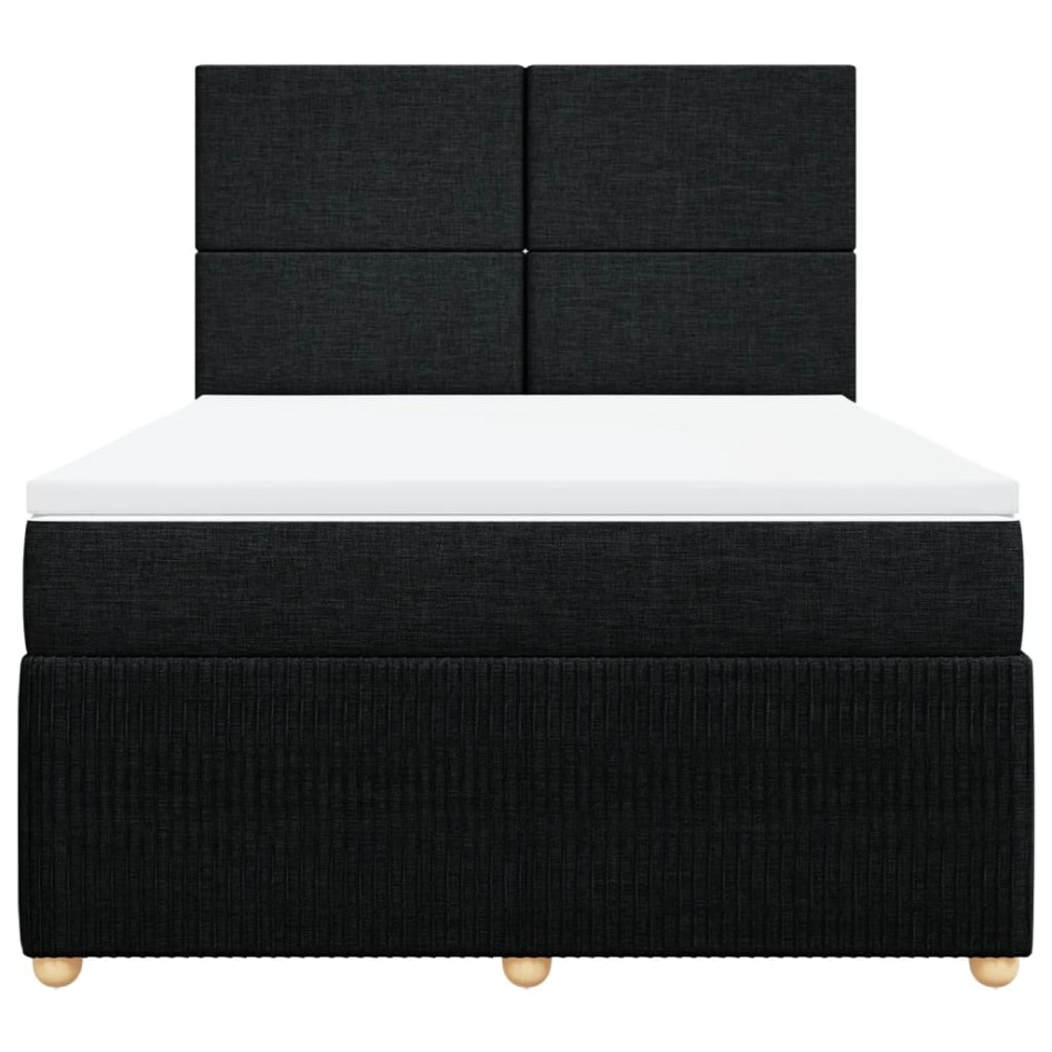 Cama box spring con colchón tela negro 140x190