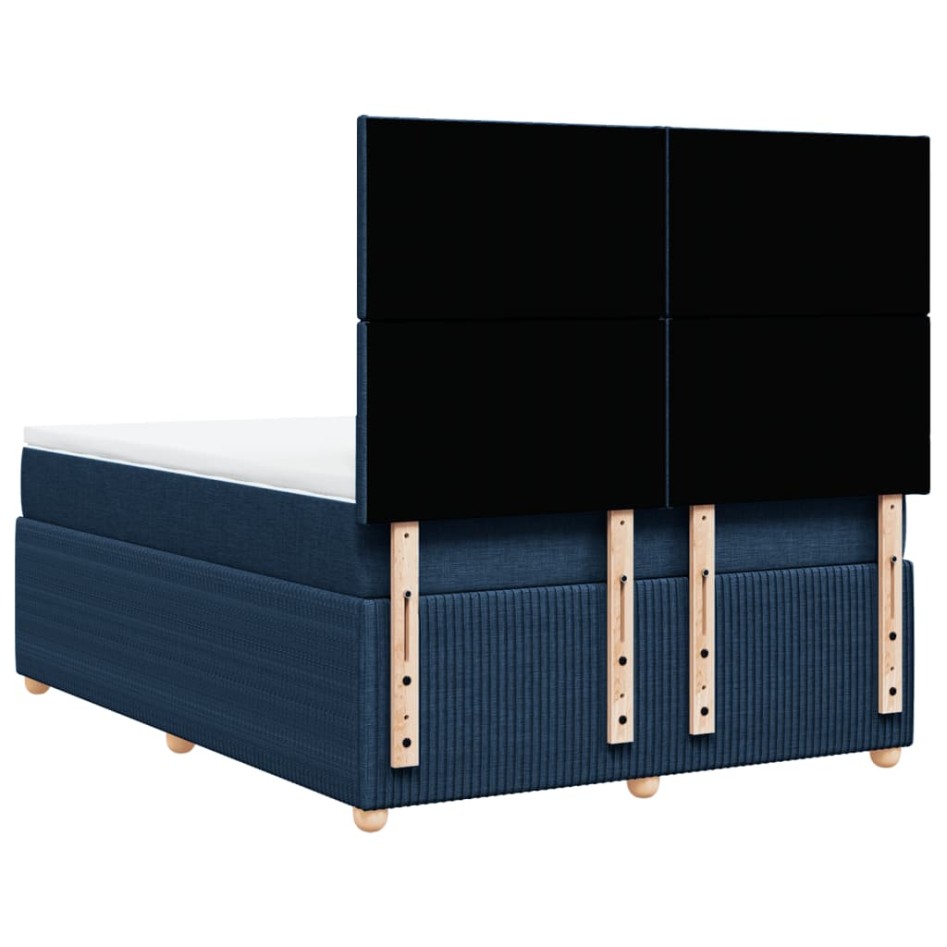 Cama box spring con colchón tela azul 140x190