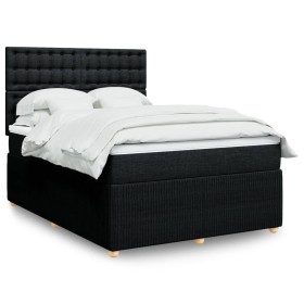 Cama box spring con colchón tela negro 140x190