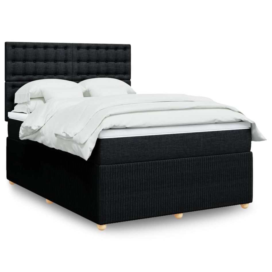 Cama box spring con colchón tela negro 140x190