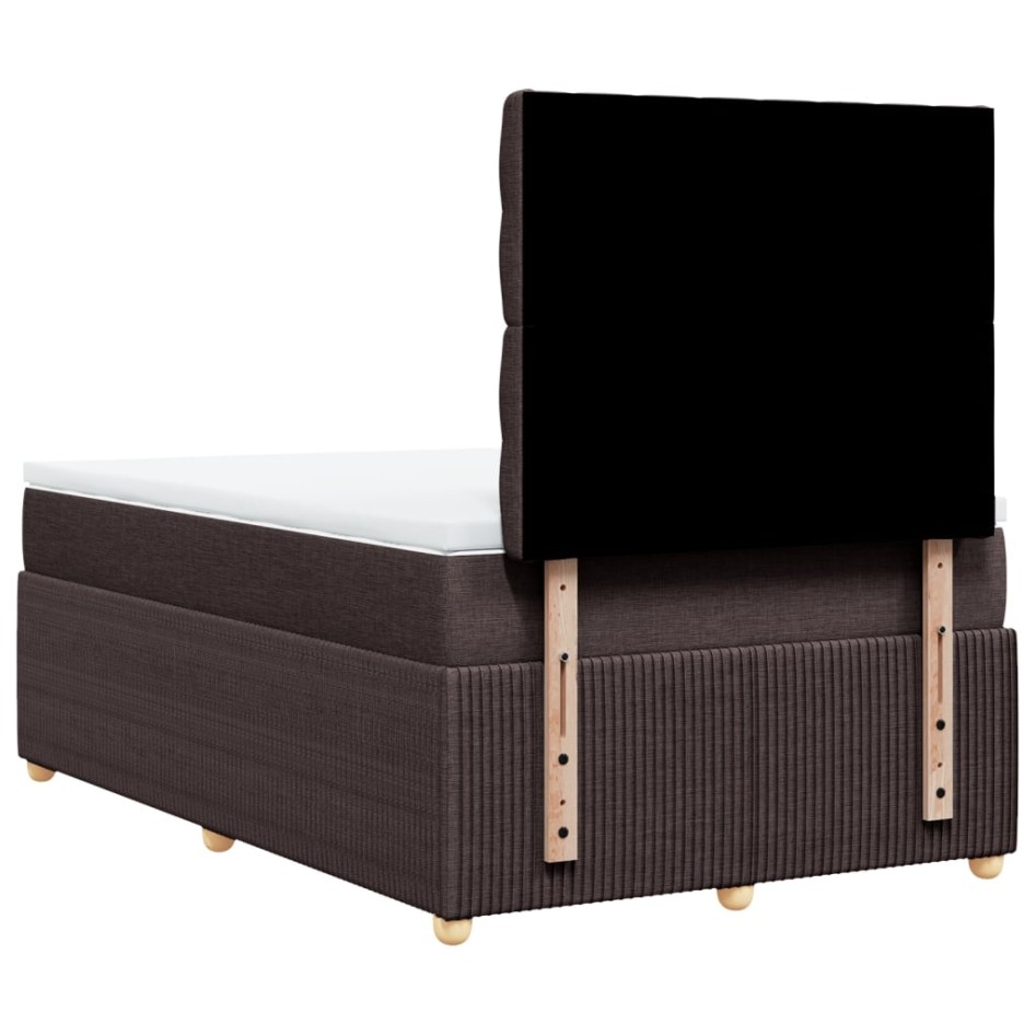 Cama box spring con colchón tela marrón oscuro 120x200