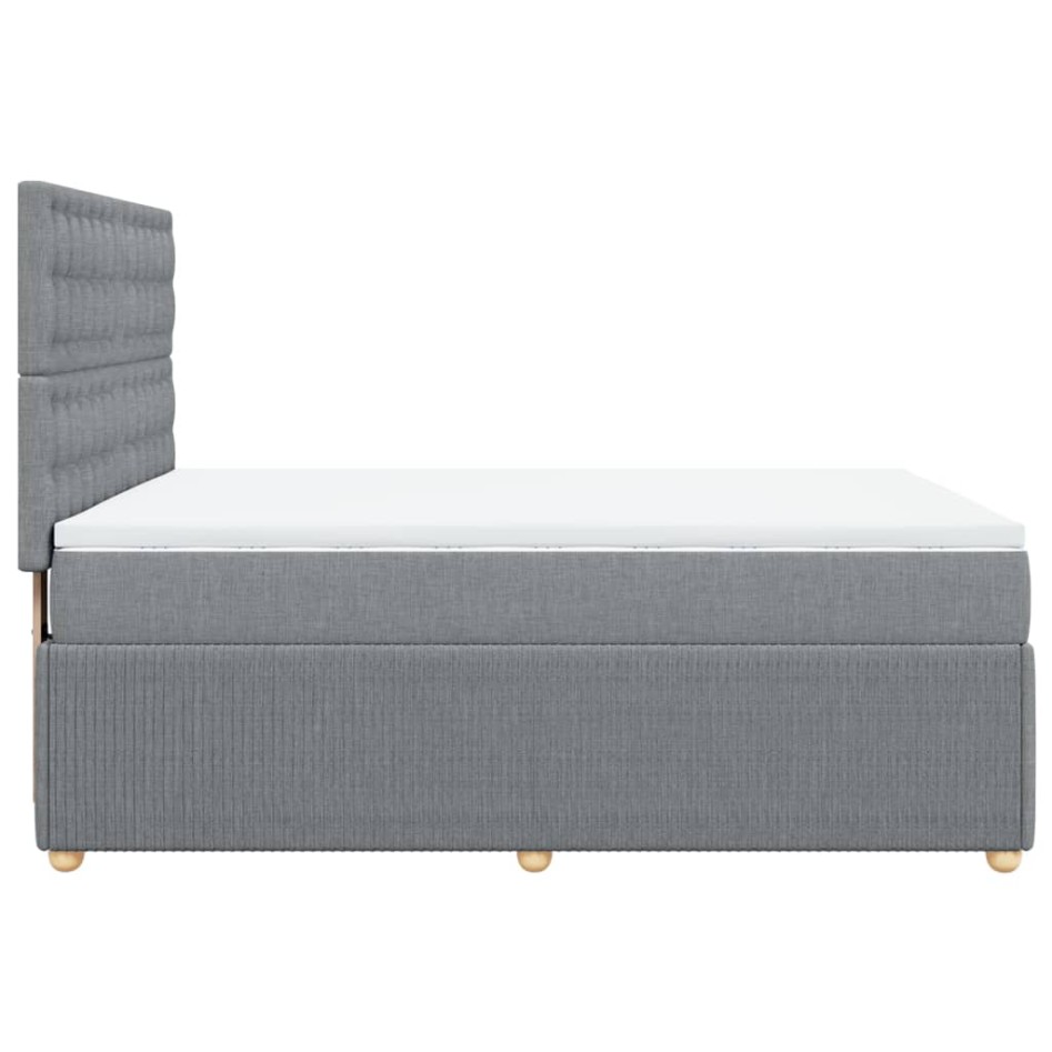 Cama box spring con colchón tela gris claro 140x190