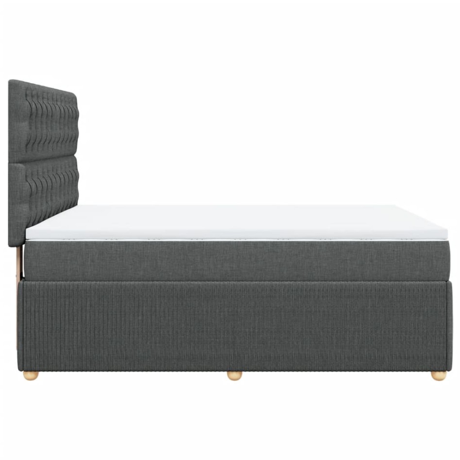 Cama box spring con colchón tela gris oscuro 140x190