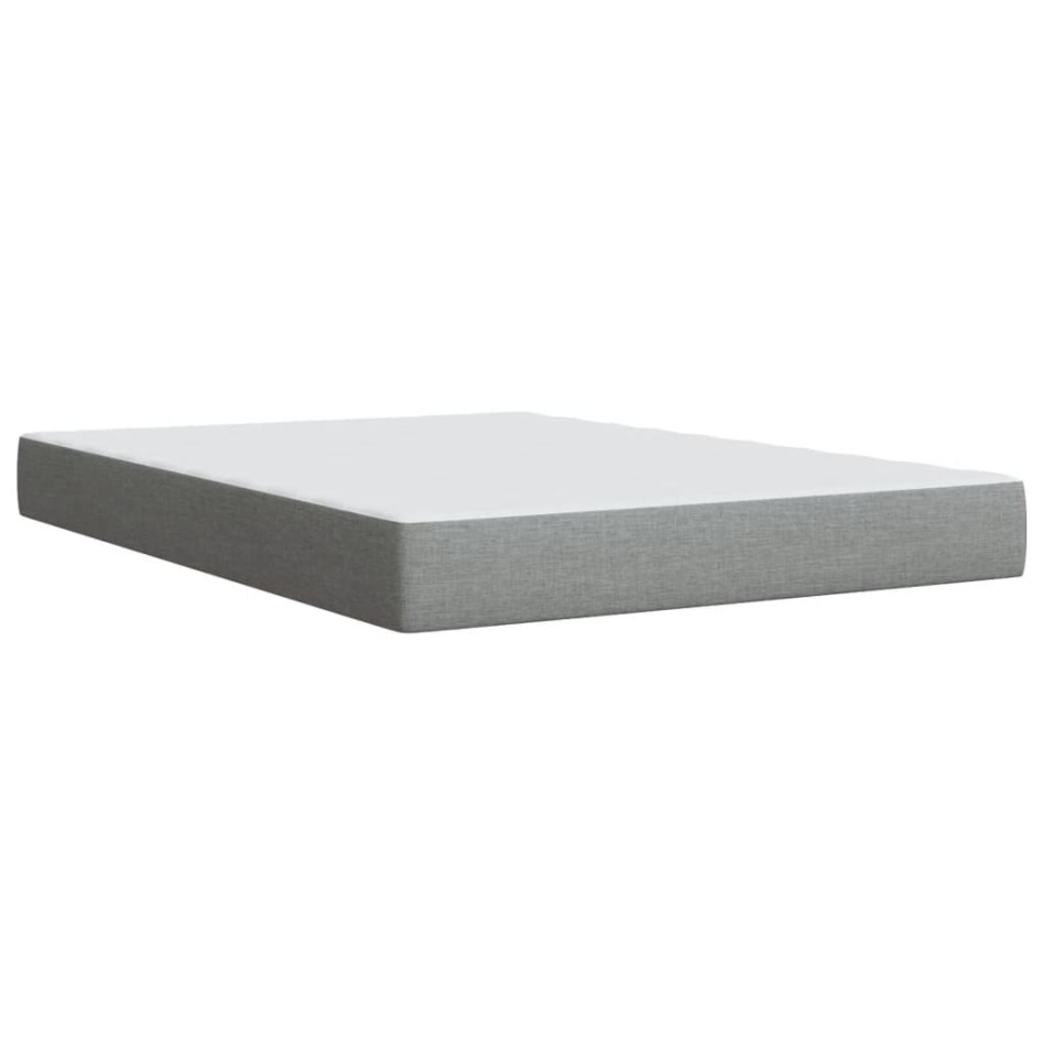 Cama box spring con colchón tela gris claro 140x190