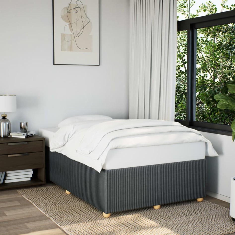 Estructura de cama sin colchón tela gris oscuro 120x190