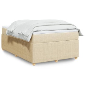Cama box spring con colchón tela color crema 120x190