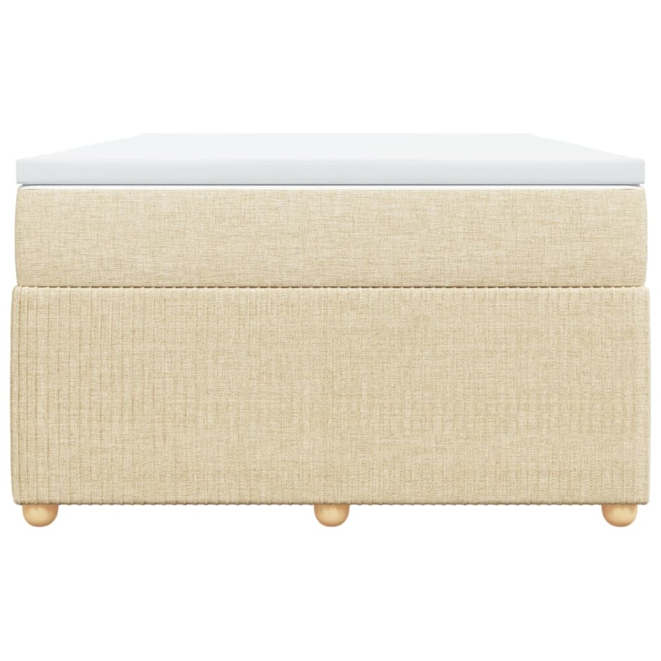 Cama box spring con colchón tela color crema 120x190