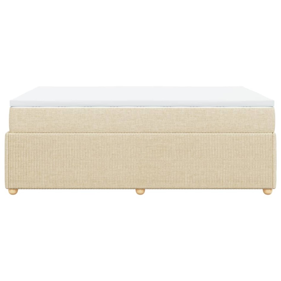 Cama box spring con colchón tela color crema 120x190