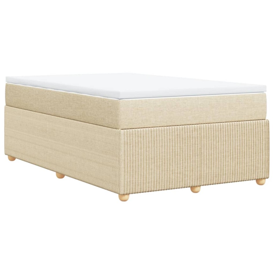 Cama box spring con colchón tela color crema 120x190