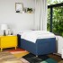 Cama box spring con colchón tela azul 90x200