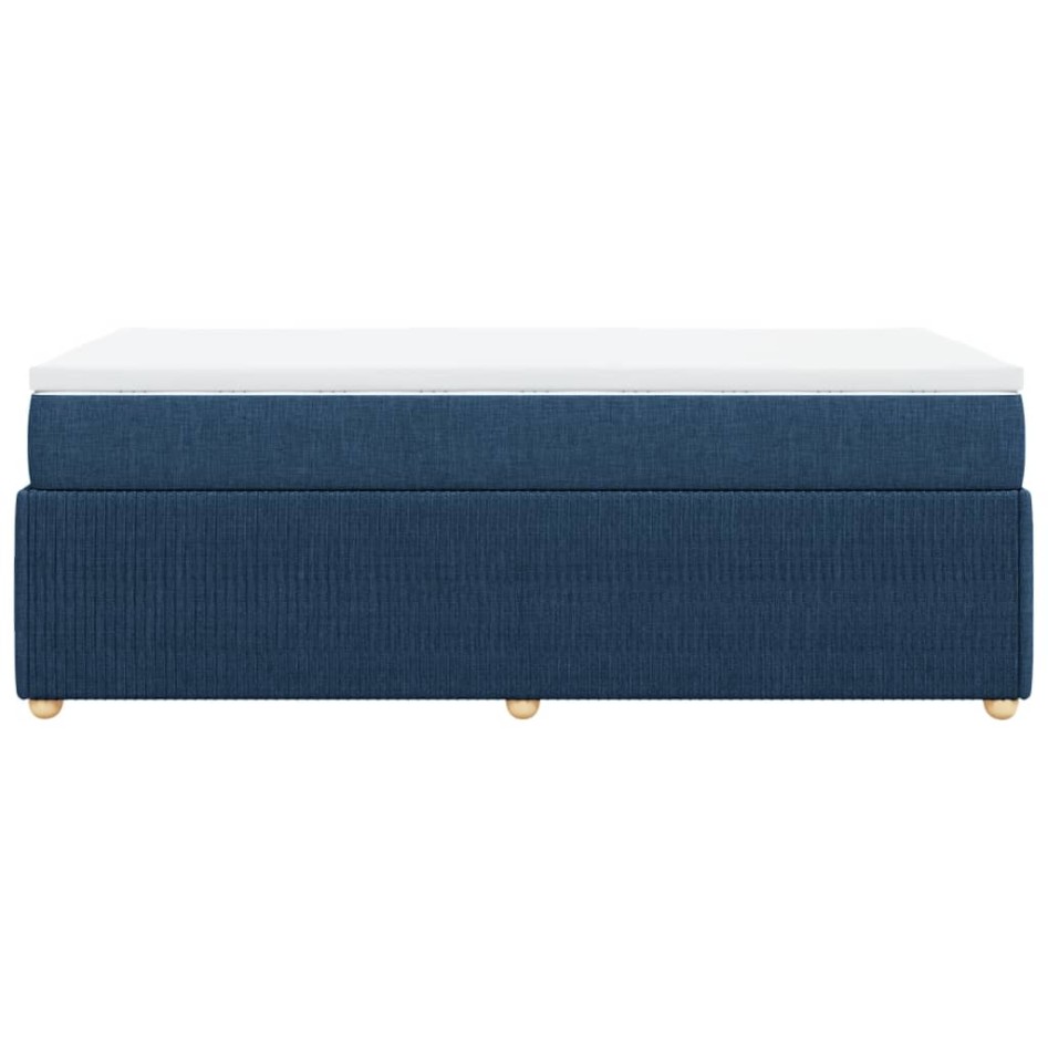 Cama box spring con colchón tela azul 90x200