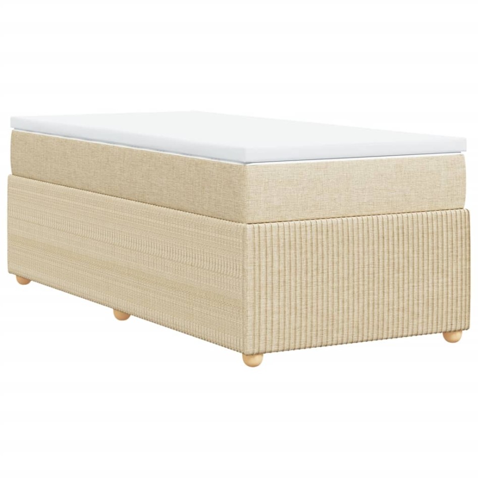 Cama box spring con colchón tela color crema 100x200