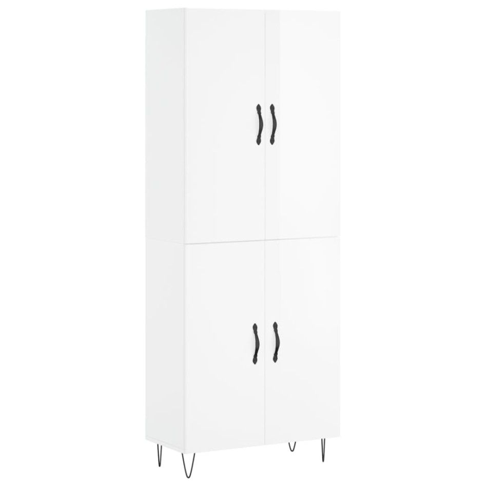 Aparador alto madera contrachapada blanco brillo 69,5x34x180