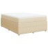 Cama box spring con colchón tela color crema 140x190